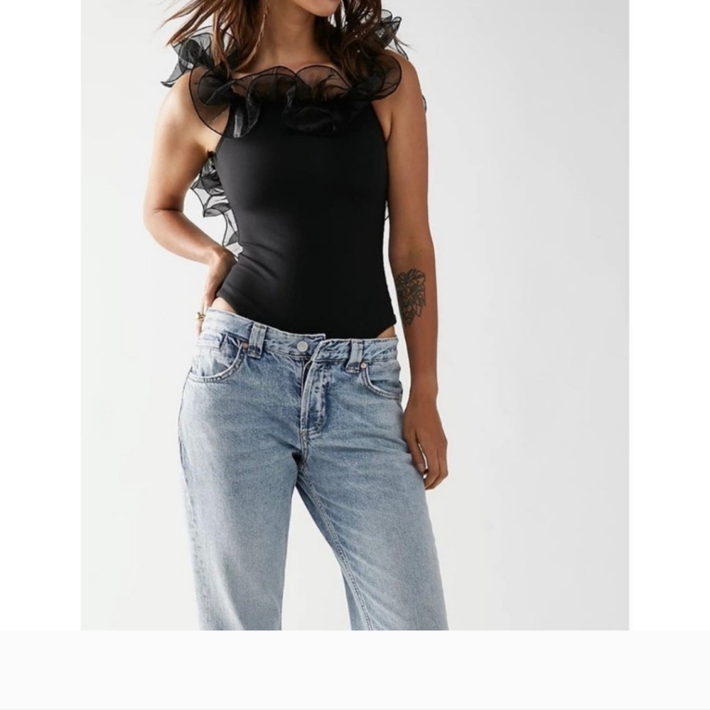 Free People Haute Wired Bodysuit Size M Black NWOT